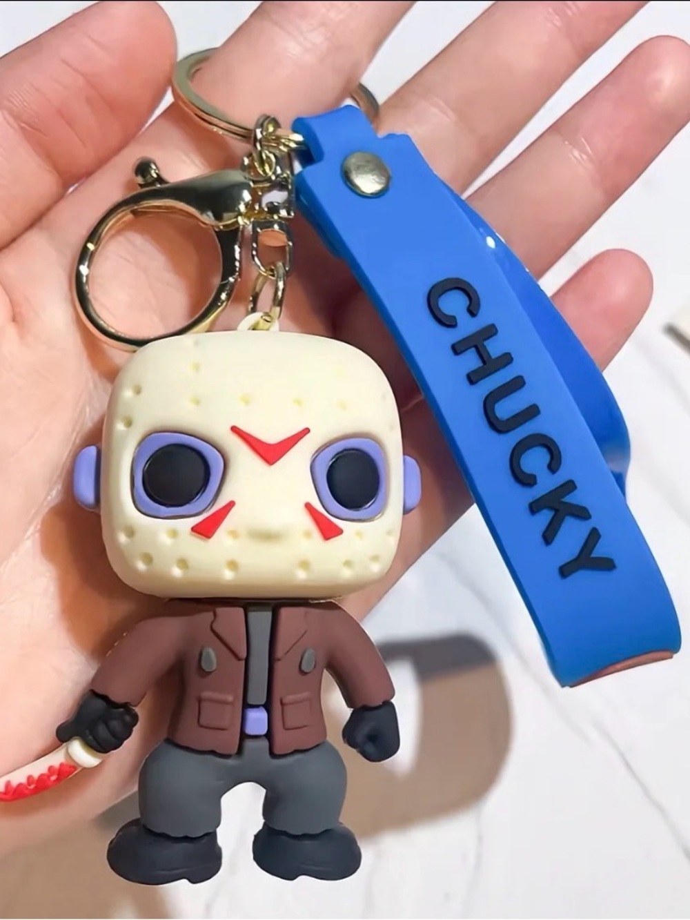 Jason Voorhees Friday 13th Keychain Chucky Strap Horror Figure Key Ring Gift